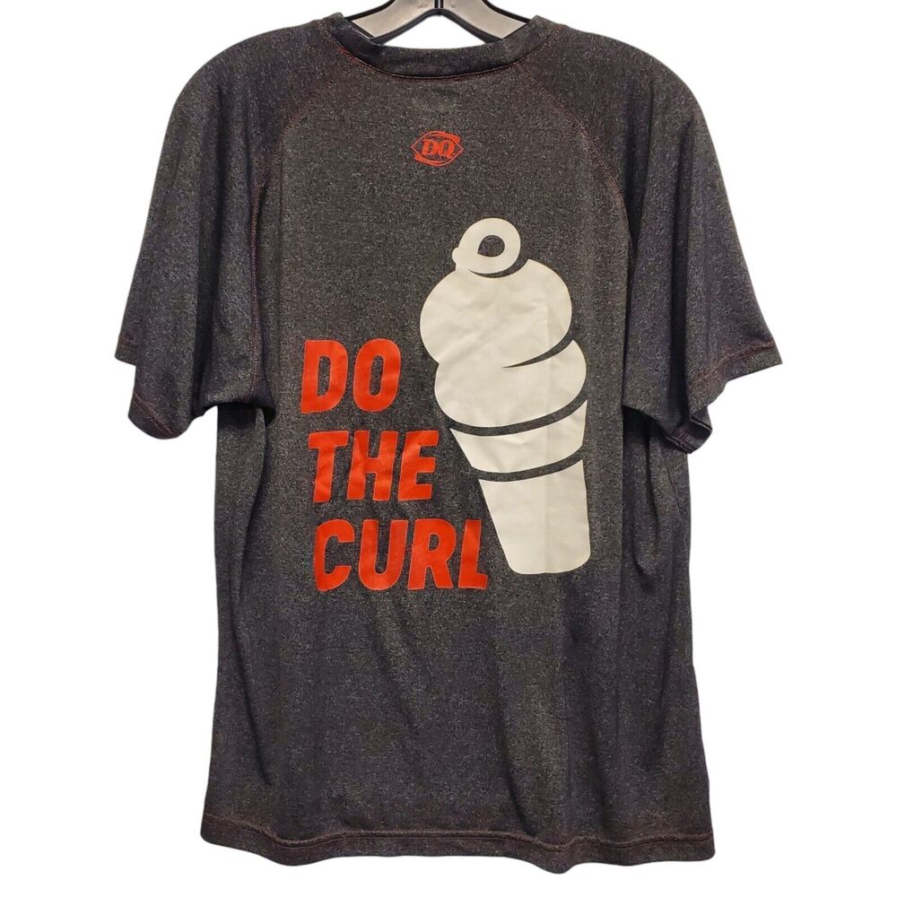 WENDY'S Shirt Adult XL Gray DO THE CURL Spell Out Employee Uniform Fast Food